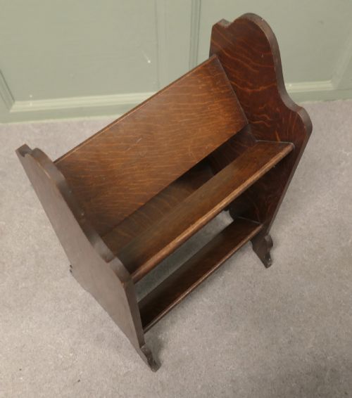ARTS CRAFTS OPEN FRONT SLOPESHELF FIRESIDE BOOK TROUGH - ADDITIONAL PHOTO 3