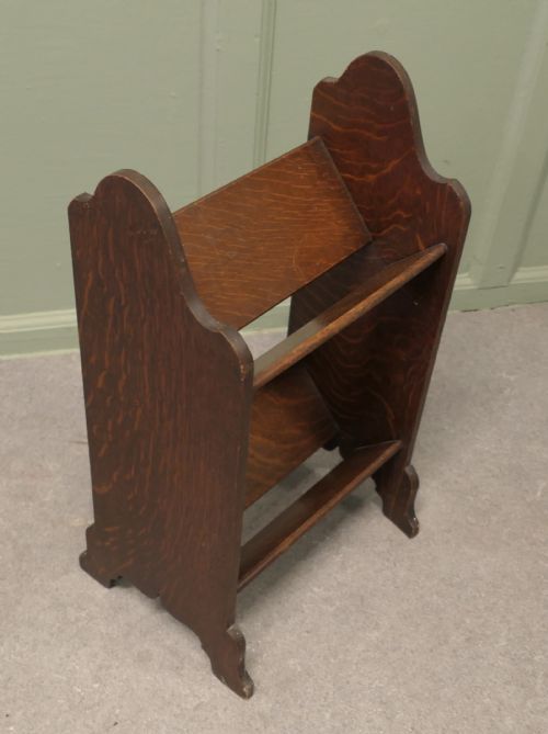 ARTS CRAFTS OPEN FRONT SLOPESHELF FIRESIDE BOOK TROUGH - ADDITIONAL PHOTO 4