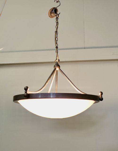 ART DECO OPALESCENT GLASS UP LIGHT PENDANTLAMPSHADE - ADDITIONAL PHOTO 1