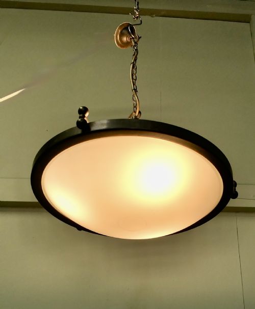 ART DECO OPALESCENT GLASS UP LIGHT PENDANTLAMPSHADE - ADDITIONAL PHOTO 2