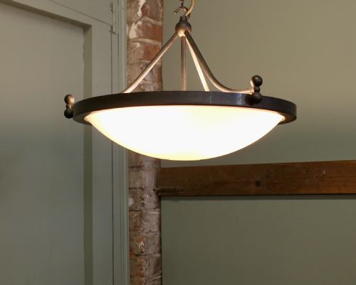 ART DECO OPALESCENT GLASS UP LIGHT PENDANTLAMPSHADE - ADDITIONAL PHOTO 4