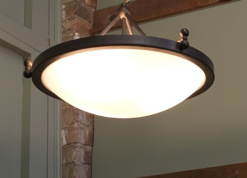 ART DECO OPALESCENT GLASS UP LIGHT PENDANTLAMPSHADE - ADDITIONAL PHOTO 5