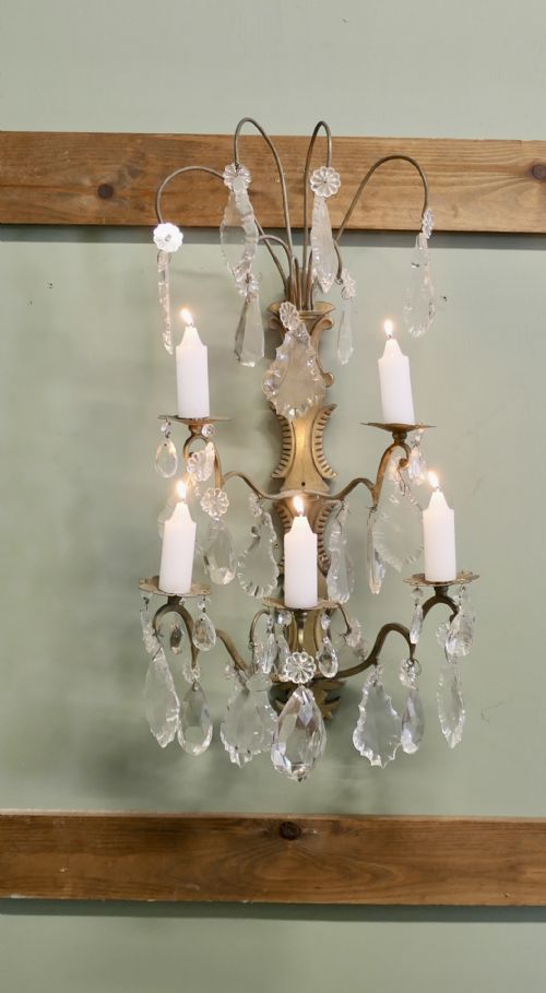 19TH CENTURY FRENCH BRASS CANDLE WALL SCONCE CANDELABRA - ADDITIONAL PHOTO 1