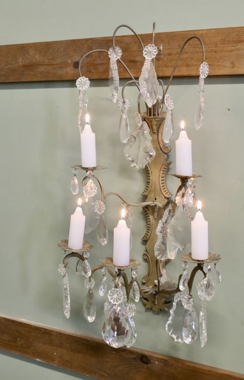 19TH CENTURY FRENCH BRASS CANDLE WALL SCONCE CANDELABRA - ADDITIONAL PHOTO 2