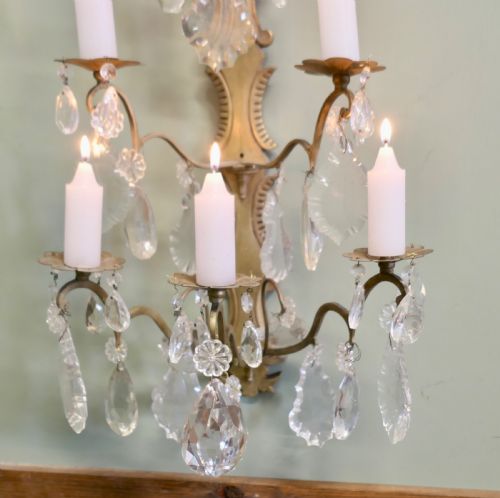 19TH CENTURY FRENCH BRASS CANDLE WALL SCONCE CANDELABRA - ADDITIONAL PHOTO 3