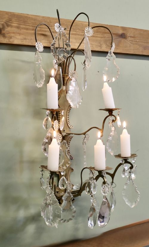 19TH CENTURY FRENCH BRASS CANDLE WALL SCONCE CANDELABRA - ADDITIONAL PHOTO 4