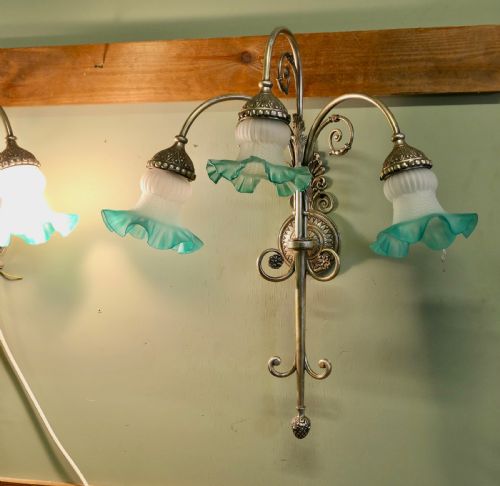 PAIR OF LARGE FRENCH ARTS AND CRAFTS WALL LIGHTS - ADDITIONAL PHOTO 2