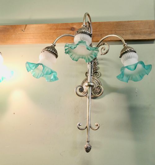 PAIR OF LARGE FRENCH ARTS AND CRAFTS WALL LIGHTS - ADDITIONAL PHOTO 3