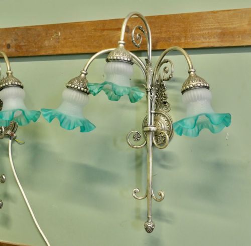 PAIR OF LARGE FRENCH ARTS AND CRAFTS WALL LIGHTS - ADDITIONAL PHOTO 5