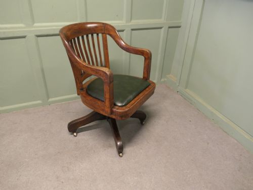 A GOOD HEAVY QUALITY ART DECO OAK DESK CHAIR - ADDITIONAL PHOTO 2