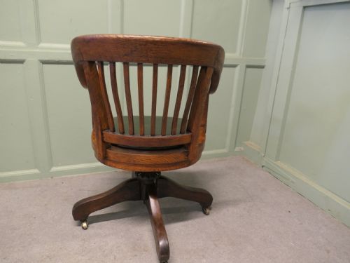 A GOOD HEAVY QUALITY ART DECO OAK DESK CHAIR - ADDITIONAL PHOTO 5