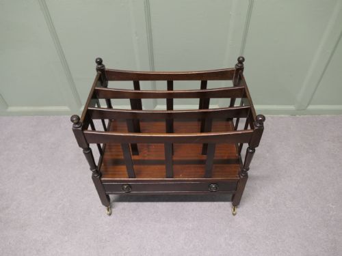 ENGLISH WALNUT CANTERBURY MAGAZINE STAND - ADDITIONAL PHOTO 1