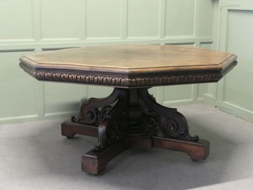 fig 1. Large Carved Gothic Oak Centre Dining Table