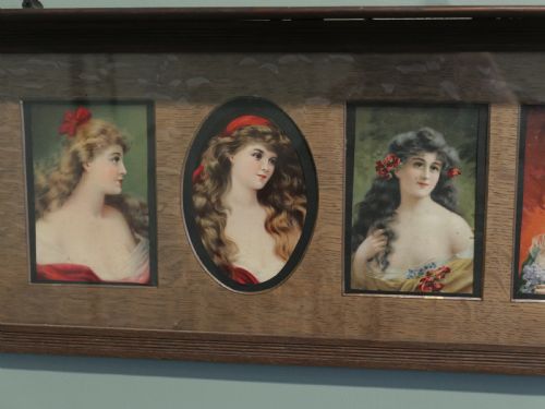 6 PRERAPHAELITE PORTRAITS MOUNTED IN AN OAK SHELF - ADDITIONAL PHOTO 4