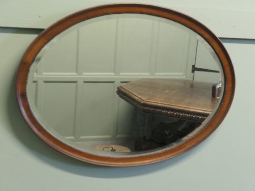 LARGE VICTORIAN MAHOGANY OVAL MIRROR