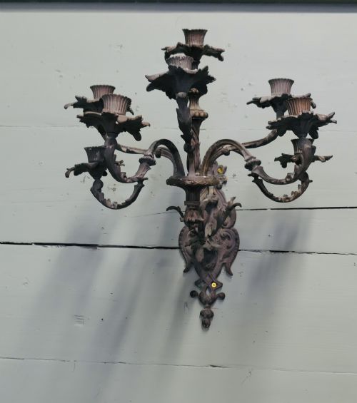 A SUPERB 7 ARM GOTHIC BRONZE WALL SCONCE - ADDITIONAL PHOTO 3