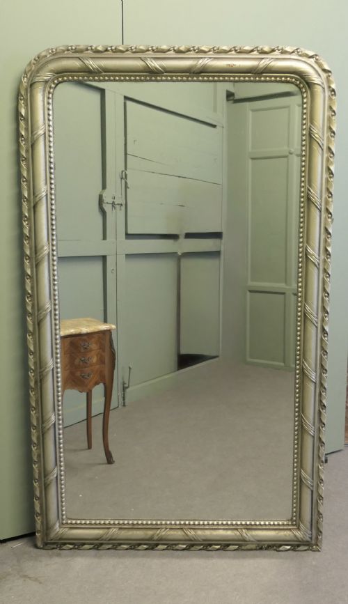 6FT TALL FRENCH SILVER GILT LOUIS PHILIPPE WALL MIRROR