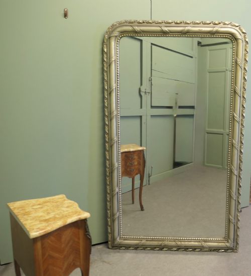 6FT TALL FRENCH SILVER GILT LOUIS PHILIPPE WALL MIRROR - ADDITIONAL PHOTO 4