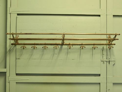 5FT LONG FRENCH ART DECO BRASS HAT AND COAT RACK