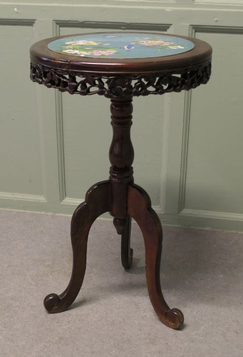ORNATE CHINOISERIE CLOISONN WINE TABLE BIRDS AND FLOWERS