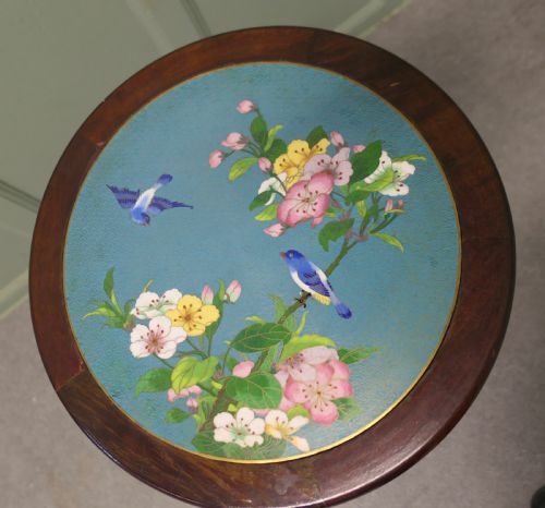ORNATE CHINOISERIE CLOISONN WINE TABLE BIRDS AND FLOWERS - ADDITIONAL PHOTO 2