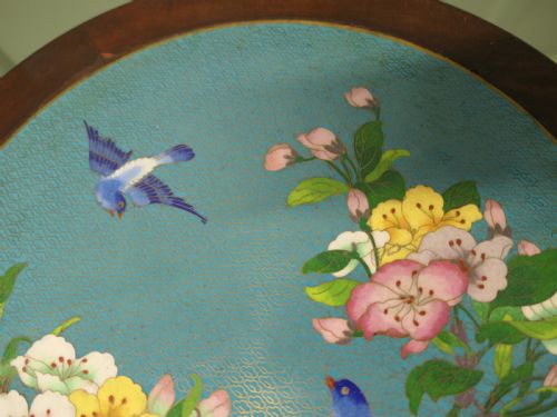 ORNATE CHINOISERIE CLOISONN WINE TABLE BIRDS AND FLOWERS - ADDITIONAL PHOTO 3