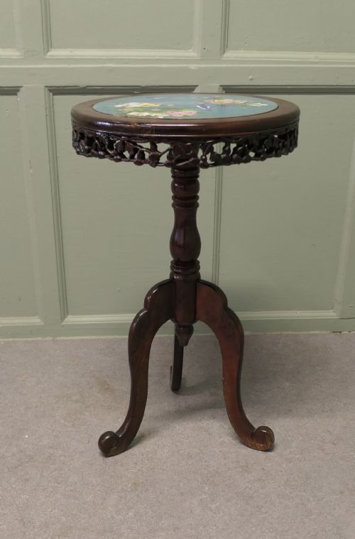 ORNATE CHINOISERIE CLOISONN WINE TABLE BIRDS AND FLOWERS - ADDITIONAL PHOTO 5