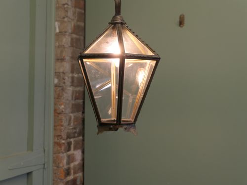 ARTS AND CRAFTS BRASS GLASS HALL LANTERN - ADDITIONAL PHOTO 2