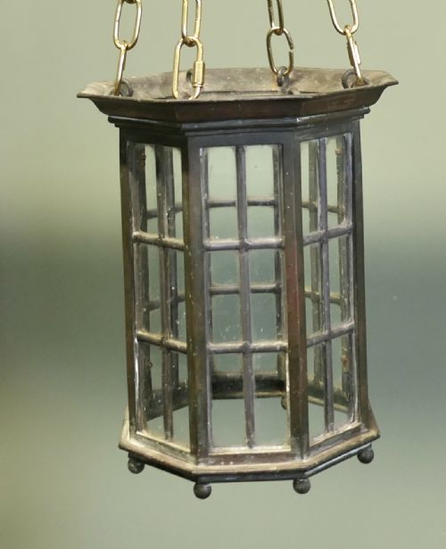 A PAIR OF 19TH CENTURY BRONZE LANTERN CEILING LIGHT SHADES - ADDITIONAL PHOTO 2