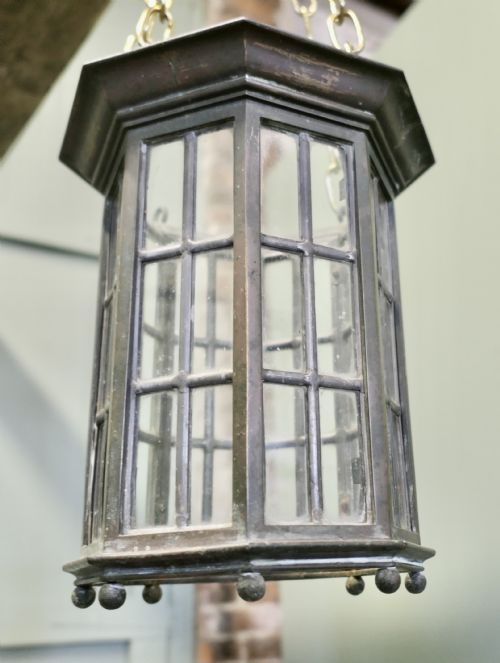 A PAIR OF 19TH CENTURY BRONZE LANTERN CEILING LIGHT SHADES - ADDITIONAL PHOTO 3