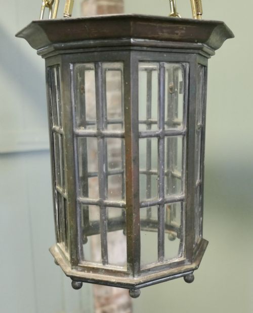 A PAIR OF 19TH CENTURY BRONZE LANTERN CEILING LIGHT SHADES - ADDITIONAL PHOTO 4