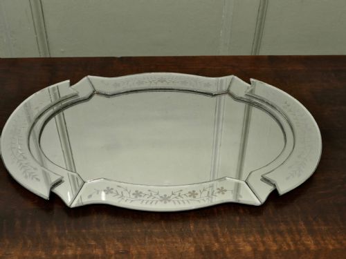 ART DECO VENETIAN CUT GLASS MIRROR WINE TRAY - ADDITIONAL PHOTO 4