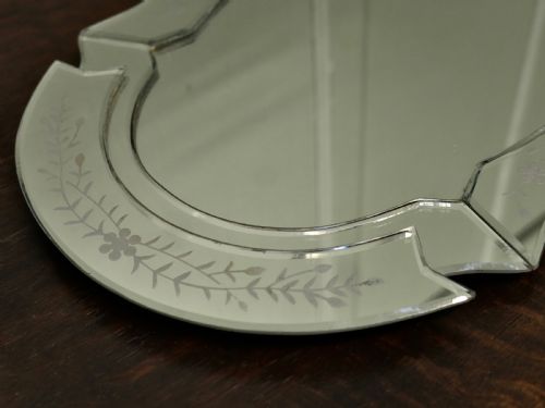 ART DECO VENETIAN CUT GLASS MIRROR WINE TRAY - ADDITIONAL PHOTO 5