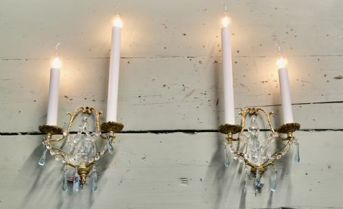 A BEAUTIFUL PAIR OF TALL FRENCH WALL CHANDELIERS