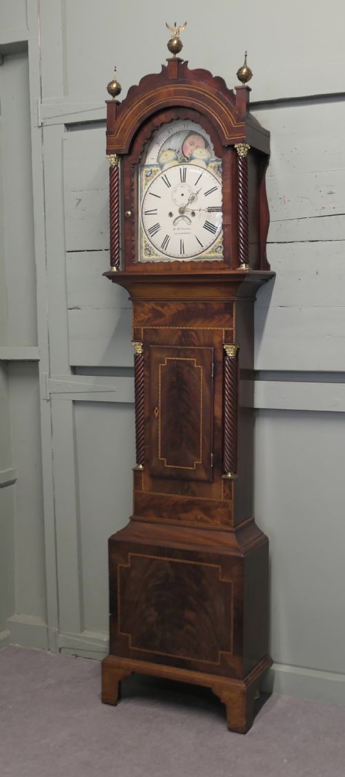 TALL MAHOGANY LONG CASE CLOCK BY D WILLIAMS OF CRICKHOWELL