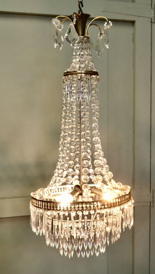 LARGE FRENCH EMPIRE STYLE TENT AND WATERFALL CHANDELIER