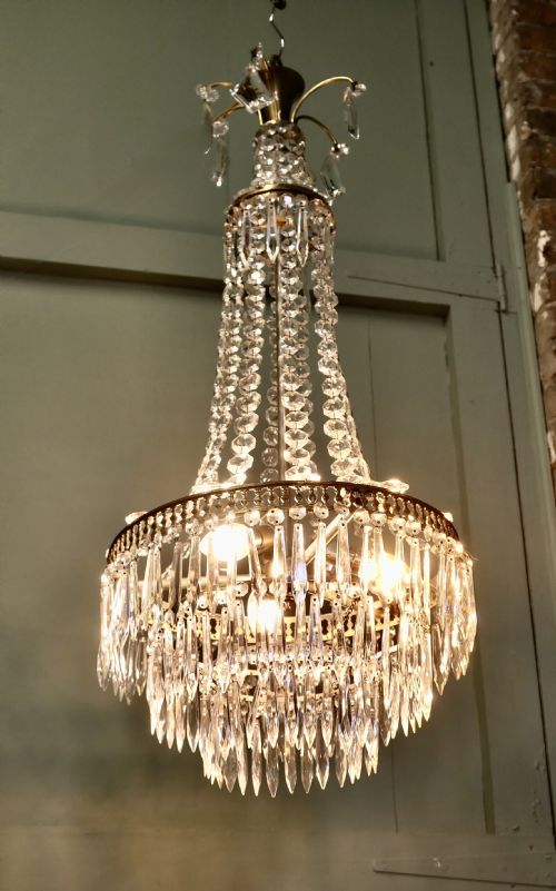 LARGE FRENCH EMPIRE STYLE TENT AND WATERFALL CHANDELIER - ADDITIONAL PHOTO 1