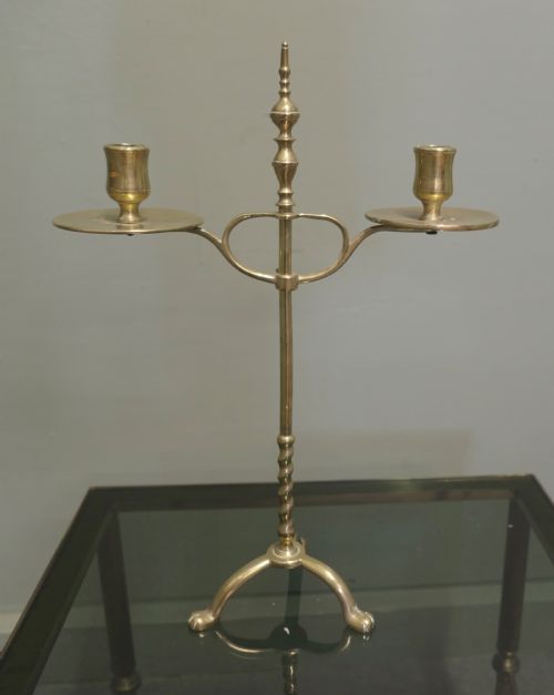 A PAIR OF ARTS AND CRAFTS ADJUSTABLE BRASS STUDENTS LIGHTS - ADDITIONAL PHOTO 1