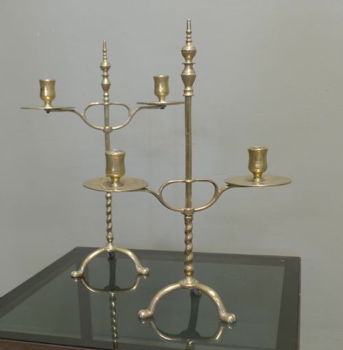 A PAIR OF ARTS AND CRAFTS ADJUSTABLE BRASS STUDENTS LIGHTS - ADDITIONAL PHOTO 2