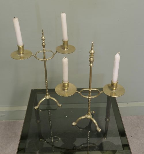 A PAIR OF ARTS AND CRAFTS ADJUSTABLE BRASS STUDENTS LIGHTS - ADDITIONAL PHOTO 4