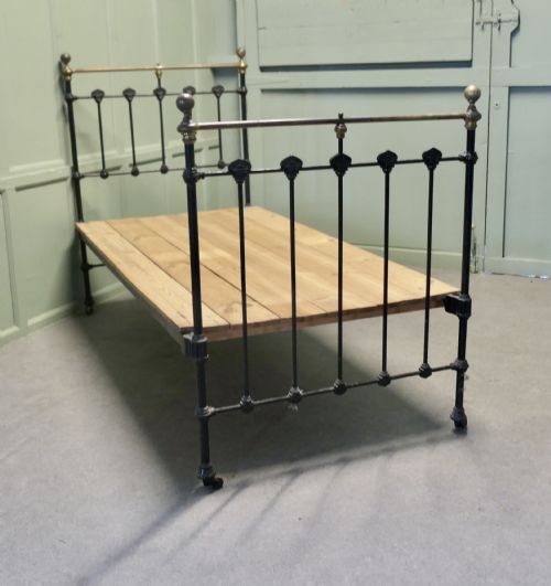 A Good Quality Victorian Single Brass and Iron Bed