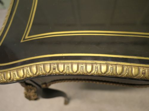 FRENCH LOUIS VX STYLE EBONIZED GAMES TABLE WITH BRASS INLAY - ADDITIONAL PHOTO 1