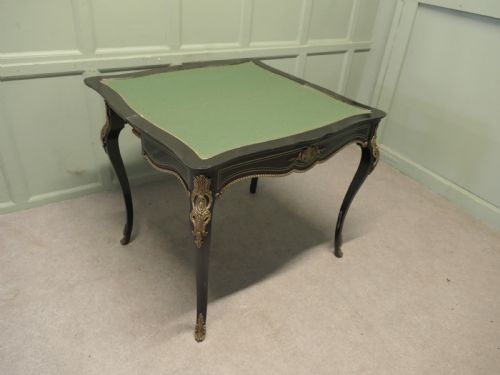 FRENCH LOUIS VX STYLE EBONIZED GAMES TABLE WITH BRASS INLAY - ADDITIONAL PHOTO 3