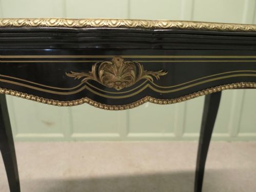FRENCH LOUIS VX STYLE EBONIZED GAMES TABLE WITH BRASS INLAY - ADDITIONAL PHOTO 6