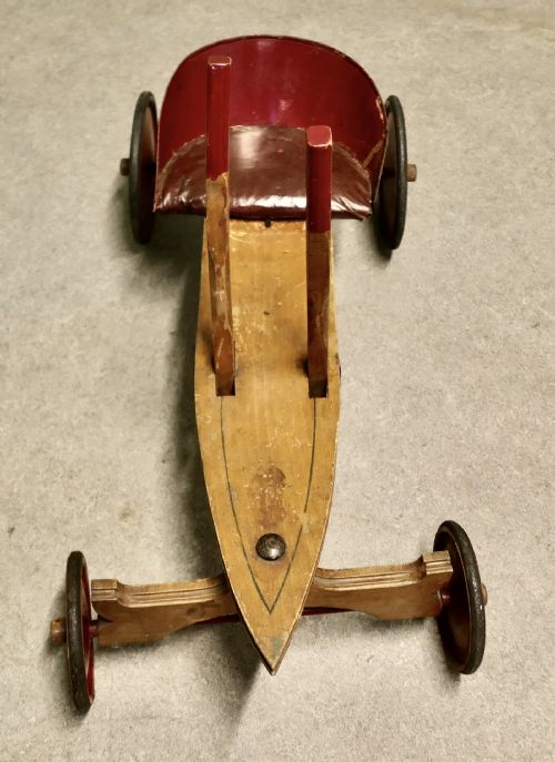 A 1930S PERICLS WOODEN TRICYCLEANTIQUE WOODEN HAND OPERATED CHILDREN'S CAR - ADDITIONAL PHOTO 1