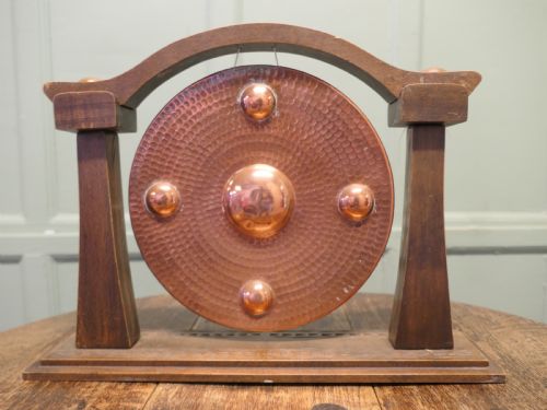 FRENCH ARTS AND CRAFTS CARVED COPPER TABLE GONG - ADDITIONAL PHOTO 2