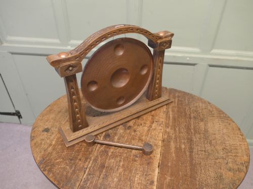 FRENCH ARTS AND CRAFTS CARVED COPPER TABLE GONG - ADDITIONAL PHOTO 3