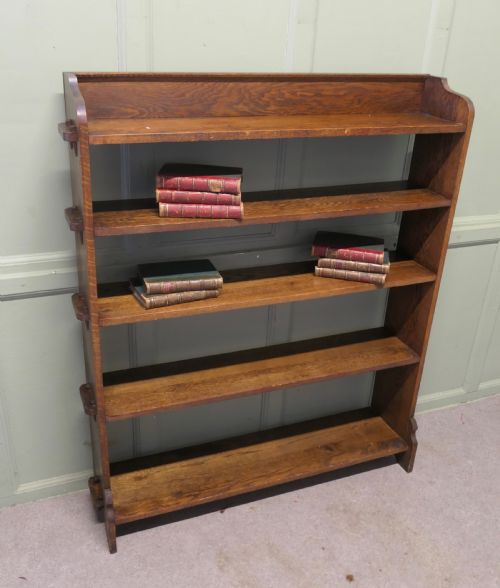 5 Shelf Open Front Arts and Crafts Oak Bookcase.
