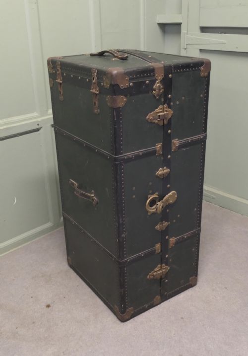 French Fitted Steamer Trunk or Cabin Wardrobe, Portmanteau
