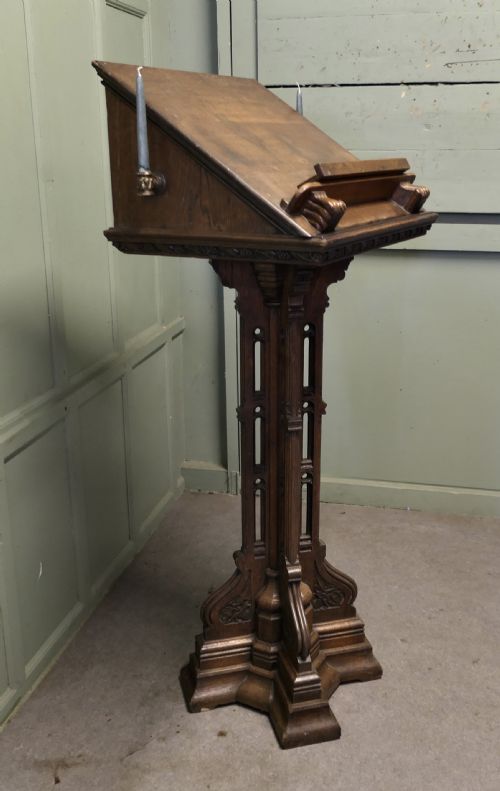 19th Century Carved Oak Reading Podium Menu Stand